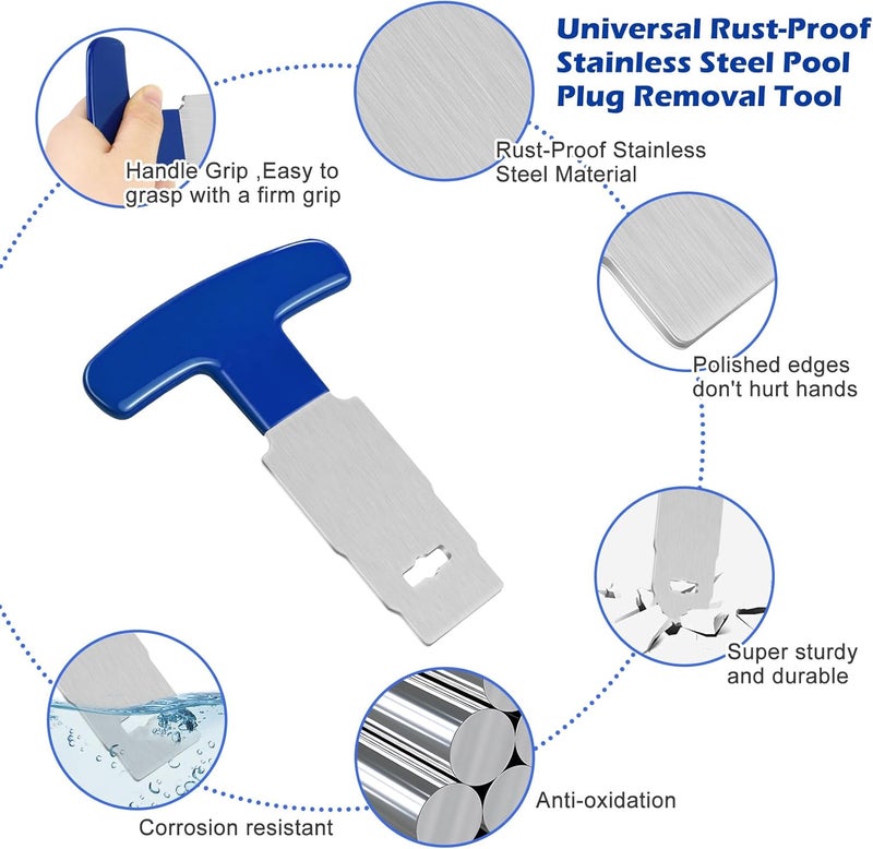 Mofuiry 2 Pack Pool Plug Removal Tool with Handle Grip, Upgraded Metal Eyeball Seat Removal Tool for Above& Inground Pool Spa Return Jet Plug Nozzles Inlet Fittings, Compatible with SP1419A-SP1419E Hayward - Image 4